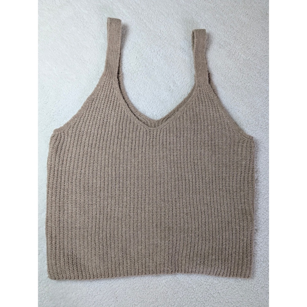 Sincerely Jules Rustic Mocha Ribbed Knit V-Neck Cami Tank Top Small NWT